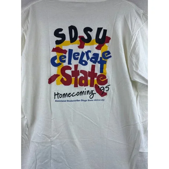 Vintage SDSU San Diego State T-Shirt Womens L 1995 Homecoming College Preppy Tee - Picture 2 of 8